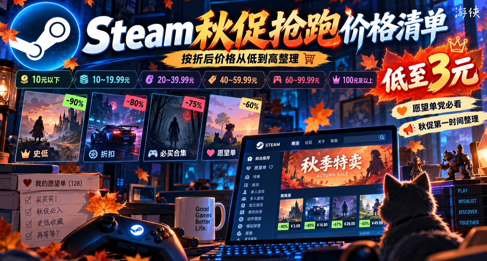 Steam秋促到來還有2天！0.5折！從幾元到百元，按預算挑遊戲