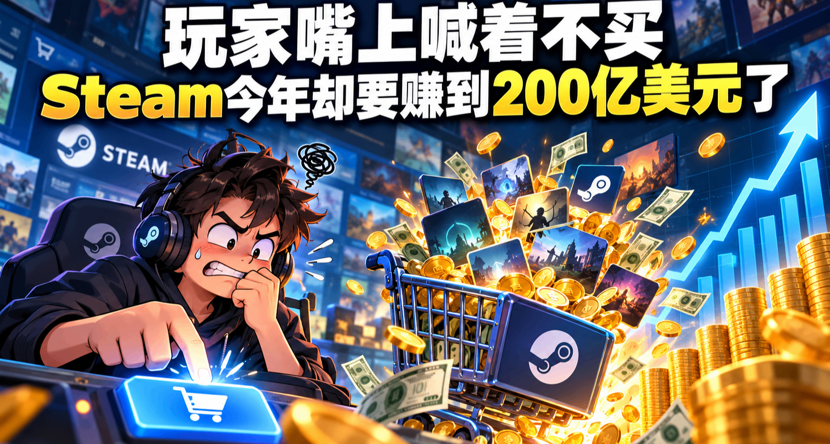 玩家嘴上喊着不買，Steam今年卻要賺到200億美元了......