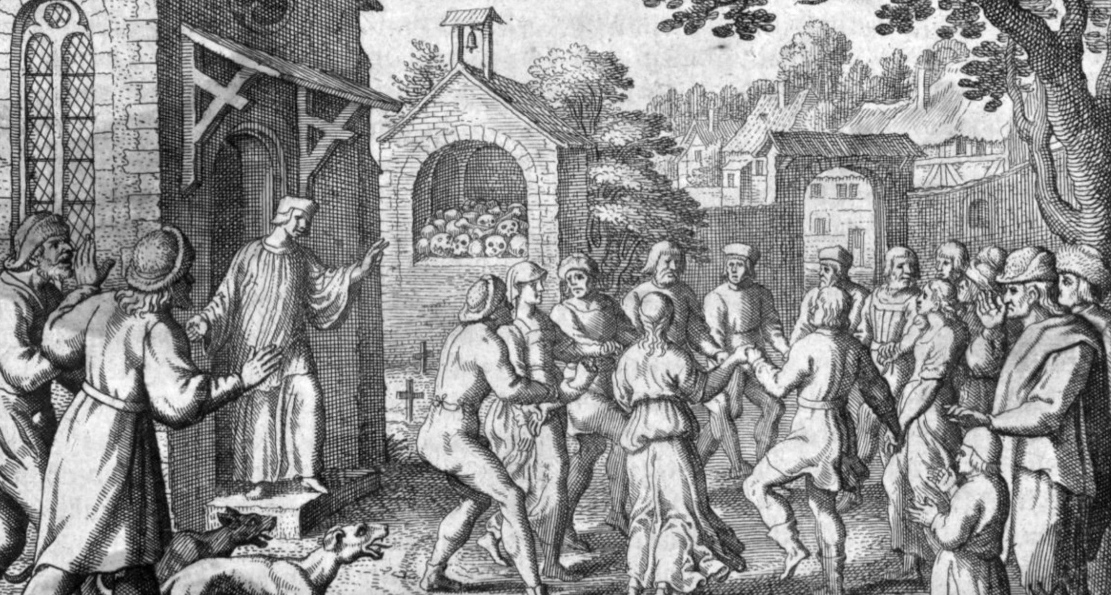 1518年，斯特拉堡舞蹈瘟疫爆发，人们无法停止跳舞