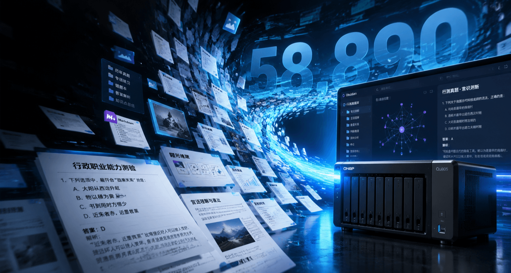 6萬道公考真題打造私人題庫：NAS部署Obsidian全流程解析