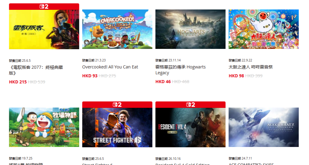 港日eShop特惠！《2077》215HK《霍格沃茨之遺》46HK